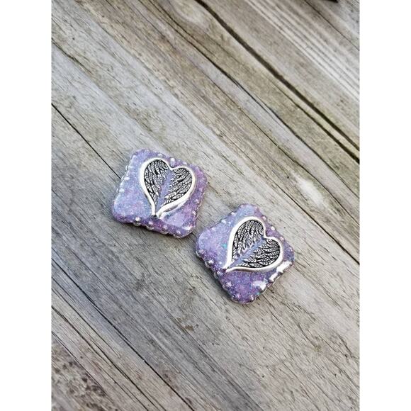 Galaxy winged heart concho set, sparkle purple tack concho, bling rodeo conchos - Picture 2 of 4